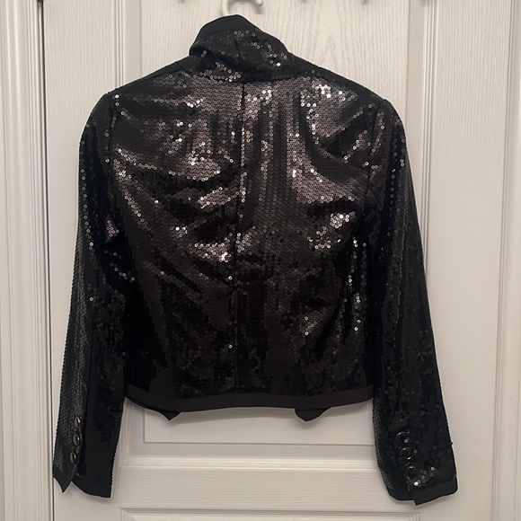 BCBG Generation Black Sequin Drape Blazer XS - Picture 2 of 5